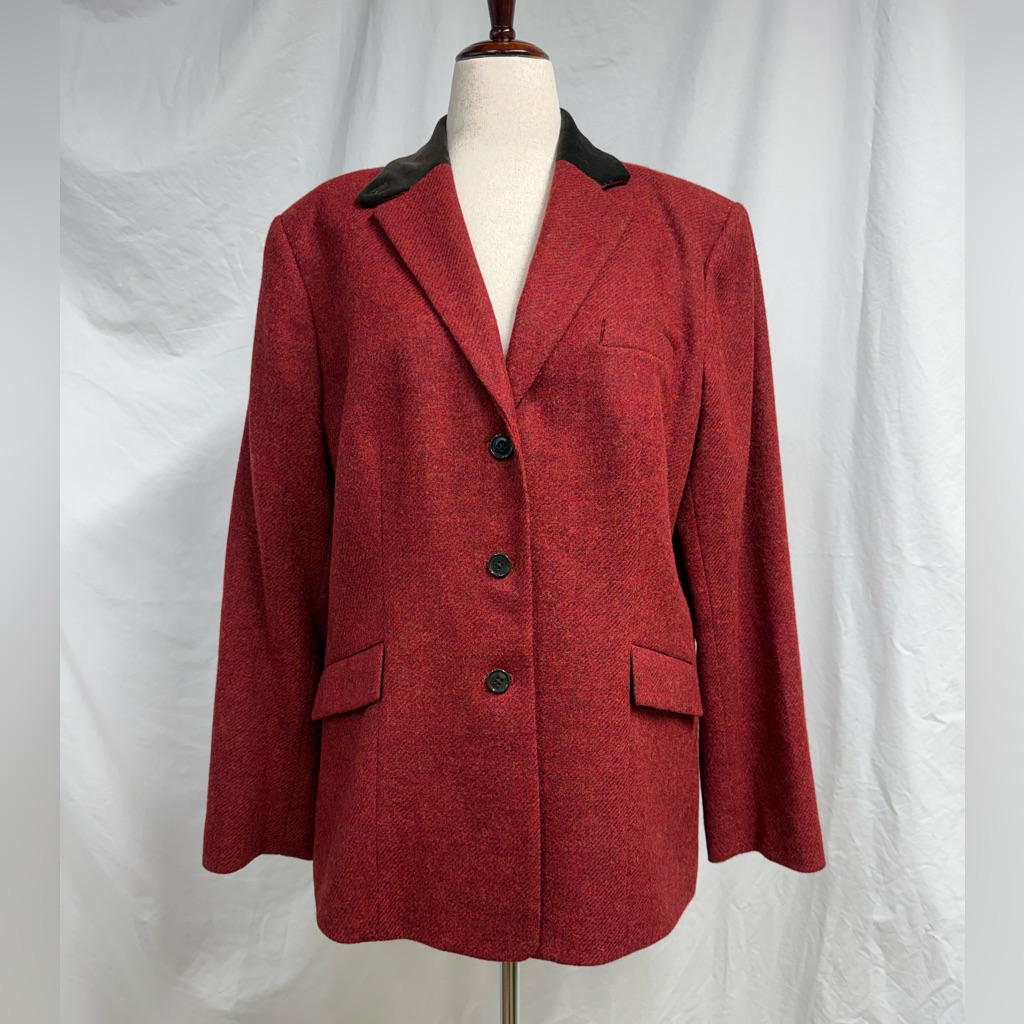 J.Peterman British Tweed 3 Button Riding Jacket Blazer